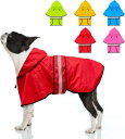 Dolitego 犬用レインコート- 防水調節可能な反射型犬用レインコートジャケット, 小型犬中型犬大型犬 軽量 通気性 ポンチョスリッカー 帽子付 散歩用 着...