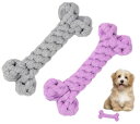 CHIPP'S 犬の噛むおもちゃ コットンガブボーン, 犬用おもちゃ, ロープ, 歯磨き, ストレス解消, イタズラ防止,中型犬 (ピンク&グレー)