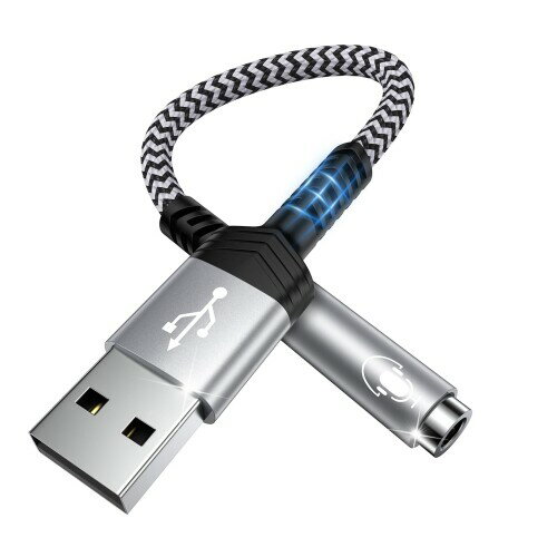 USB外付け サウンドカード usb イヤホンジャック 変換 USB オーディオ 変換アダプタ USBポート-4極（TRRS）3.5mmミニジャック変換ケーブル USB外付け サウンドカード Windows、Mac OS/X、PS4、Linux、C