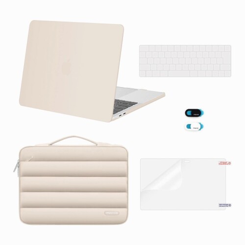 MOSISO 対応機種 MacBook Pro 13インチ ケース M2 2025-2016 A2338 M1 A2251 A2289 A2159 A1989 A1708 A1706 、(プラスチック)シェルケース & フリースリーブバッグ & (日本語 JIS配列) キーボードカバー & ウェブカ