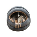 PETCUTE 可愛いペットベッド ドーム型 ペットハウス 3way 屋根付き 犬小屋 滑り止め 猫 テント おしゃれ 寝床 秋冬用 ホットカーペット取付可 保温防寒 グレー/S/屋根付き