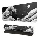 マウスパッド ゲーミング大型80cm*30cm*3mm 滑り止めゴム底 ,耐摩耗性のある表面,可以水洗,オフィスやゲームに最適 (波)
