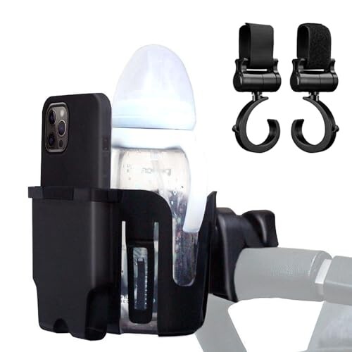 MMSH ベビーカー ドリンクホルダー スマホホルダー ベビーカーフック2個付き 哺乳瓶ホルダー ベビーカー用カップホルダー