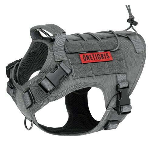 OneTigris 犬 ハーネス 超軽量 タクティカルハーネス 引っ張り防止 喉に優しい ハンドルとDリング2個付..