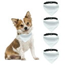 HACRAHOドッグバンダナカラー, 中型大型犬用の調整可能なバックル付き4PCSソリッドホワイトペットトライアングルスカーフトライアングルビブカーチフ, L