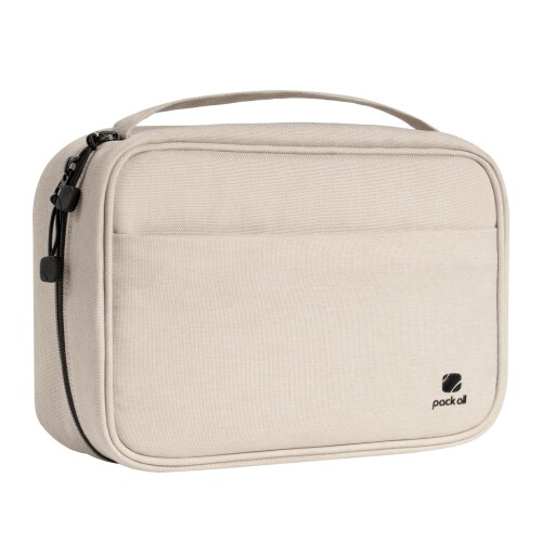 pack all ガジェットポーチ 拡大版 ケーブル収納バッグ 大容量 キャリングケース 耐衝撃 充電器 携帯電話 USB SDカード 収納ポーチ ベージュ