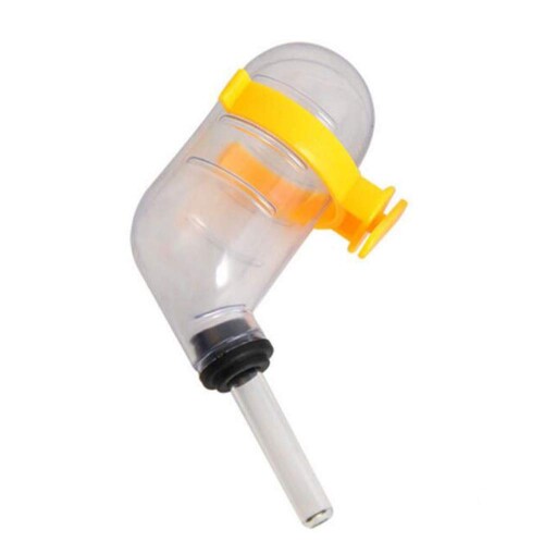 HJ 給水器 小動物用 ハムスター 水漏れ防止 自動給水器 留守番対応 ガラス製ノイズ 静音 (3個セット, イエロー)