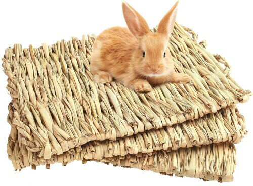うさぎの座ぶとん 2個スーツ/3個スーツ チモシーマット ケージ内装 ウサギマット 草の編み物 手編みクラフト うさぎ チモシーマット 休み場所 手織り 爪を保護 遊び場 小動物用 ペット