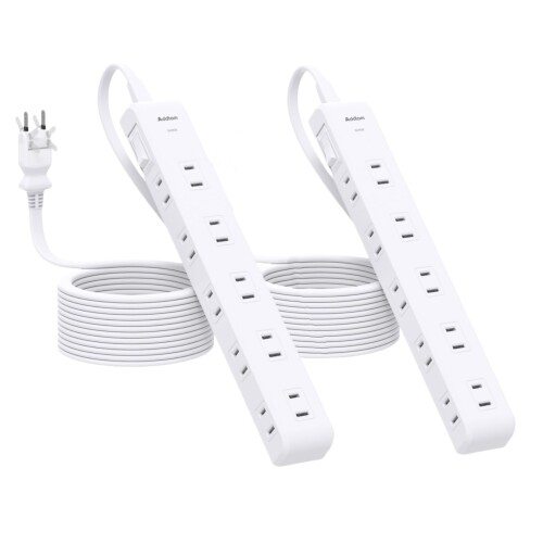 Addtam (2個セット) 電源タップ 2m 延長コード 10個口 雷ガード 一括スイッチ付き たこあしコンセント テーブルタップ 電源コード OAタップ 壁掛け/卓上に 18ヵ月保証