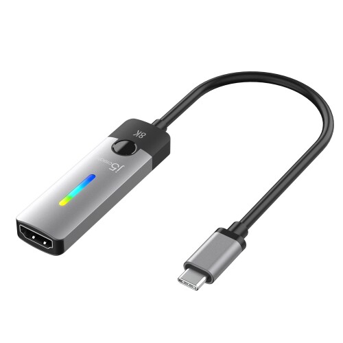 j5create USB-C to HDMI 2.1 8K アダプター｜8K@60Hz対応｜4K@144Hz HDRサポート｜Windows/MacBook/Chromebook対応｜ゲーミングRGBライト搭載｜ドライバー不要 (JCA157)