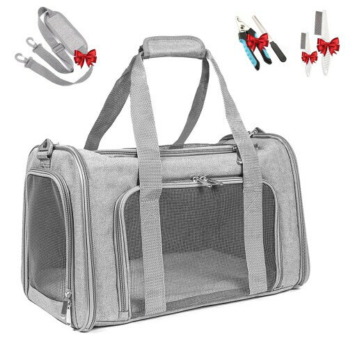 猫 キャリー 通気性 ペットキャリーバッグ 猫用 折りたたみ可能 安全設計 小型犬対応 軽量 多機能バッ..