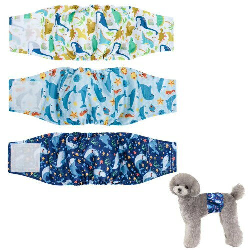 YBGGJO 犬用 マナーベルト 犬用おむつ 3点セット 男の子 マーキング防止 メッシュ裏地 発情期 お漏らし..