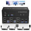 HDMI + 2 Displayport 3 モニタ KVM スイッチ USB 3.0 2 台のコンピューター、4K@60Hz トリプルモニター KVM 切替器 オーディオと 3 USB 3.0 ポート、2 台のコンピューター共有 3 モニター キーボード マ