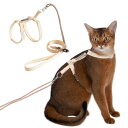 猫 ハーネス 抜けない 散歩用 サイズ調節可能 簡単装着 軽量 柔軟 背中の長さは調節可能 小中大型猫適用 猫用ハーネスリードセット(ベージュ)