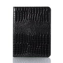 iPad Mini第7世代、第6世代ケース,8.3吋皮カバー,ワニ合成皮革,智能的スリープ機能付きカバー,ブラケット - 黒