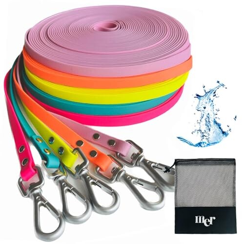Mer Dog Goods (WOD) 犬用 PVC ロングリード 3m/9.2m/15m 防水 ペット リーシュ ウォータープルーフ 小..
