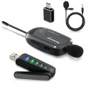 ワイヤレスマイク USB ピンマイク PC スマホ対応 UHF 無線 ミニマイク Alvoxcon クリア音声 低遅延 Zoom/録音/配信/スピーカー対応 軽量 クリップ式 日本語説明書 UM310B