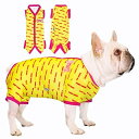 TONY HOBY犬術後服 メス 犬用パジャマ 4脚ロンパース 軽くて快適 犬術後ウェア 皮膚保護 犬の介護服 イエロー- 女の子 XL