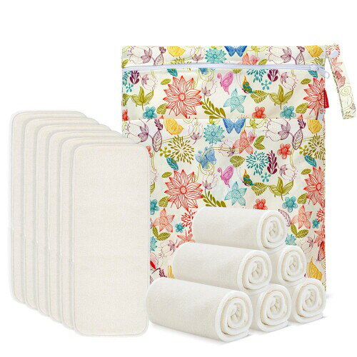 Damero 布おむつ 5層竹繊維構造 12枚入 吸水 通気性 再利用可能 成形ベビー布オムツ 収納ポーチ付き