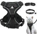 Kaseremy 猫 ハーネス 抜けない 猫用 首輪 リード付きハーネス 子猫 小型犬 うさぎ 散歩用 ハーネス サイズ調節可 軽量 通気メッシュ 夜反射 (ブ...