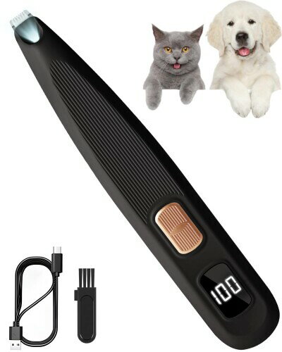 QULITO ペット用バリカン 犬 猫 バリカン USB充電 LEDディスプレー LEDライト付き 足裏 肉球 耳裏 顔周り お尻周り 部分カット 犬 猫 小動...