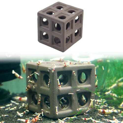 水槽の隠れ家 素焼き 魔方デザイン 陶器 洞窟 水槽の隠れ家 水槽用飾り 癒し水景 タンク洞窟繁殖 ペッ..