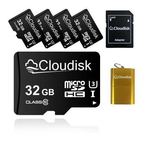 Cloudisk Micro SDカード32 GB(5個セット) フラッシュカードMicro SDHC クラス10 A 2 U 3、SDアダプタ、カードリーダー（32 GB）