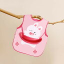 (Bebamour) 食事用スタイ 食事用エプロン 子供 ベスト式 ダブルポケット 離乳食エプロン 立体ポケット 防水 軽量 保育園(ピンクの兎)