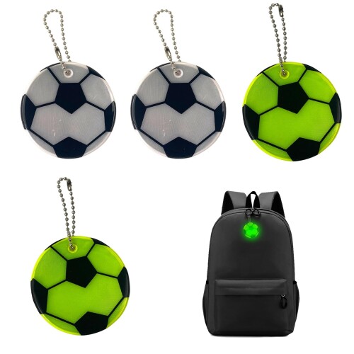 (ZHEJIA) 反射キーホルダー (4個セット) 反射板 キーホルダー サッカー 安全リフレクター 夜間 蛍光 両面反射 子供 通学 通勤 ランニング ウオー...