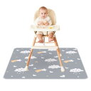 innokids お食事マット 食べこぼしマット 滑り止め 撥水加工 離乳食 130*130cm テーブルマット ベビープレイマット 防水 お絵かきマット 丸洗いOK (雲と星(グレー))