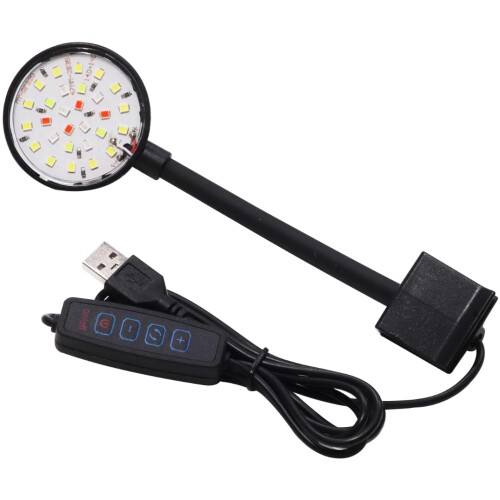 オーディオファン 水族館 クリップライト 照明小型成長 クリップ式水槽ライト 28LED 6W 4色照明 3段調..