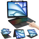 iPad Air (M3 2025/M2 2024) 13インチ キーボード ケース 360°回転式 マジックキーボード iPad Pro 12.9インチ 第6/5/4/3世代 ケース 一体型 180°反転 高精度トラックパッド 7色バックライト 多角度調整