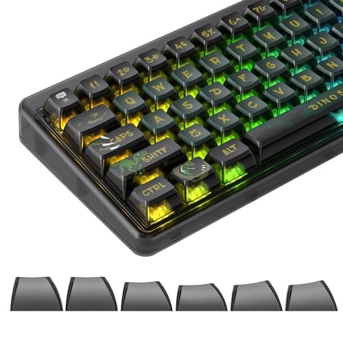Ussixchare 120 キー ASA プロファイル PBT プリンキーキャップパンダキーキャップ昇華型カスタムキーキャップチェリー Gateron MX スイッチメカニカルゲーミングキーボード用(Dinosaur Green)