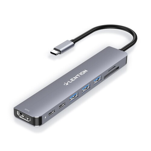 LENTION 4K@60Hz 8in1 USB C ハブ CB-CE18s 100W PD給電 Micro SD/SDカードリーダー USB 3.0 高速データ転送 HDMI 2.0 Type-C タイプc 変換アダプタ スリム 小型 MacBook Pro Air、iPad Pro Air、Surface Pro Goなど対応 (スペ