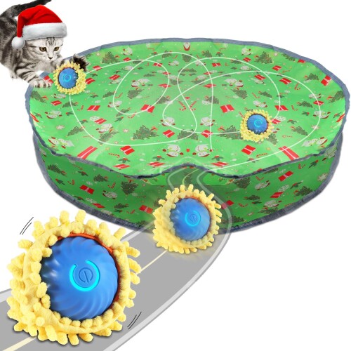 LUPAPA 猫 おもちゃ 自動 狩り専用袋と電動式ボールの組み合わせ カサカサ素材 低騒音ボールカバー付き 猫ひとり遊び インタラクティブおもちゃ