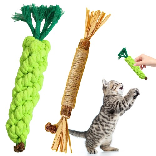 CANPLUS 2本入り 猫 ?む おもちゃ 人気 ボール 歯磨き 猫歯ぎしり ニンジン 遊び道具 猫の玩具 けりけり 一人遊び 人気 室内・屋外遊び向け 運動不足 ストレス解消 猫のおもちゃ 知育玩具