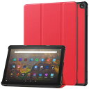 Gosento For Fire HD 10 2023 ケース New Fire HD 10 / 10 Plus 第13世代 スタンド機能付き 開閉式三つ折薄型スタンドケース PUレザー Fire HD10 2023 カバー (レッド)(2)