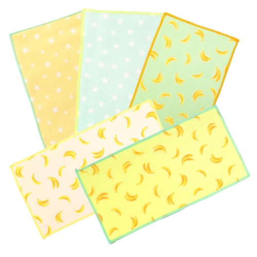 (クラスタ) 裏地抗菌タイプ キッズハーフハンカチ 5枚セット 綿100 裏地ボタニウィル加工抗菌ガーゼハ..