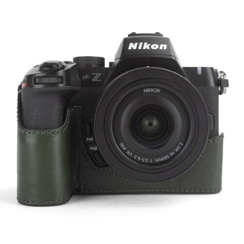 kinokoo z50ii ケース Nikon Z50 II 本革カメラケース nikon z50ii 保護カバーレトロスタイル プレミアム本革 Z50 II ハーフカバー 開口部底とハンドグリップデザイン (グリーン)