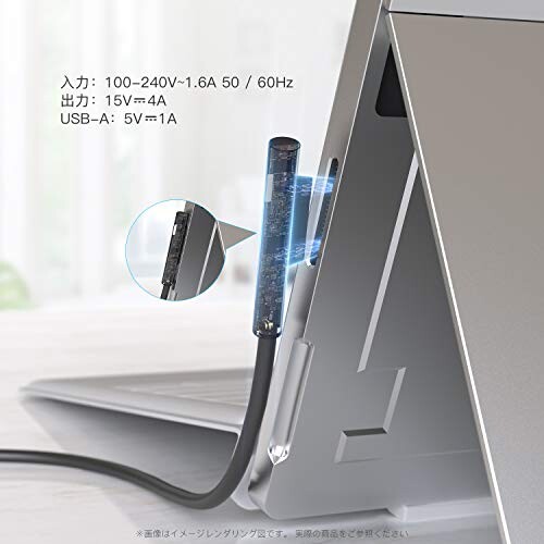 Surface Pro 充電器, AYNEFF 65W 15V 4A AC電源アダプター(PSE認証済/互換性)Microsoft Surface Book Surface Pro9 Surface Pro8 Surface Pro7/6/5/4/3 Surface Laptop Surface Go 電源アダプタ USBポートは5V 1A及び付属のAC電源コ