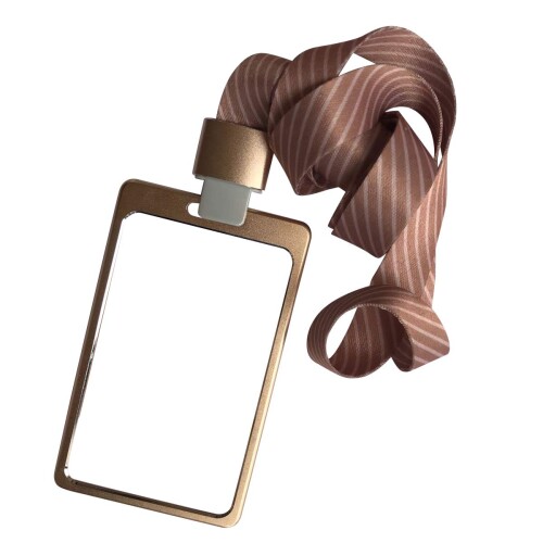 RFID ID Holder カードホルダー 労働者IDメタルバッジ ネクタイストラップ付き (ゴールデン, 1)