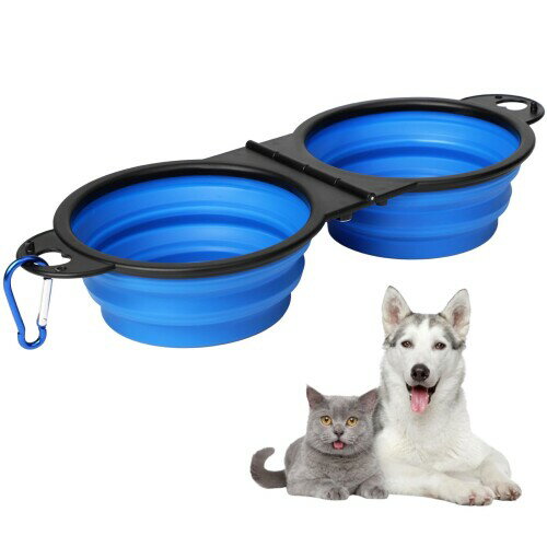 Enbluy ペットボウル折りたたみ ペット 折り畳み シリコン製 ペット食器 餌入れ 水やり用品 持ち運び便利 中小型犬・猫・ウサギ・小動物用 単碗の容量350ml 洗うことも簡単 散歩 旅行用 お