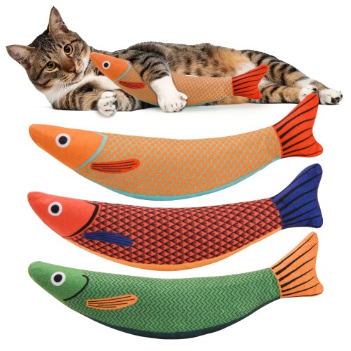 AUSCAT 猫 おもちゃ 魚 またたび玩具 猫用ぬいぐるみ ひとり遊び キャットニップ入り 噛むおもちゃ 3点セット