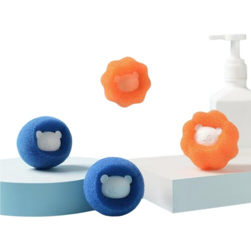 猫の毛 洗濯ボール 20個入り 抜け毛取り 猫の毛掃除 洗濯球 洗濯機 除毛 絡み防止 ペットの毛 掃除 洗濯 便利 衣服を傷つけず 再利用可能(オレンジ+ブル...