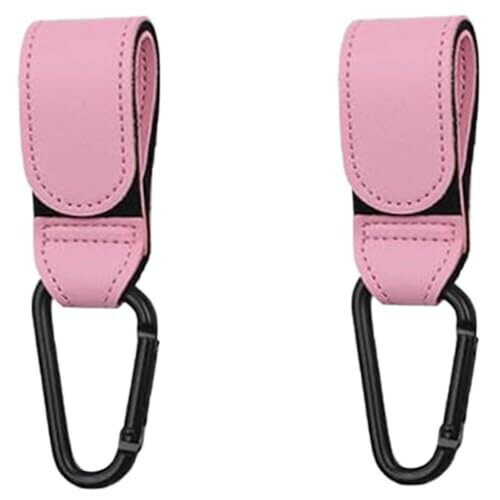 乳母車フック ベビーカーラゲッジフック 多機能フック 自転車フック 電気自動車フック 素材 たアルミ合金 レザー 耐荷重良好 ポータブル 耐久性 ピンク 2個セット