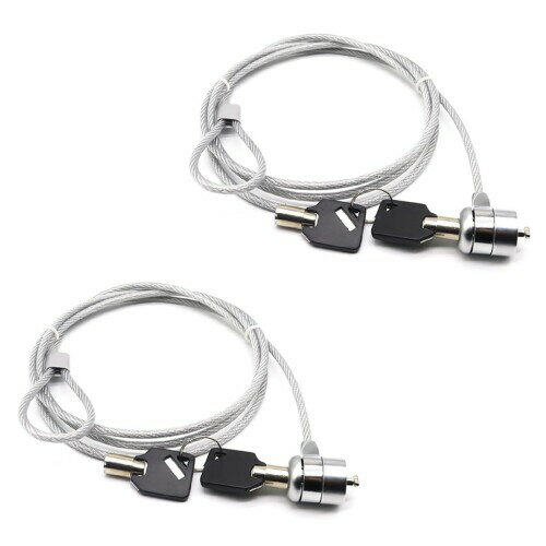 BTtime ピンシリンダー錠 ノートパソコン 盗難防止 1.2m タブレット パソコンワイヤー セキュリティー対策 ノートパソコン 鍵付き (2個セット)