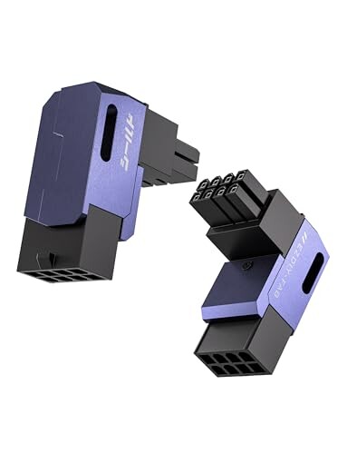 EZDIY-FAB シールドシリーズ 8ピン 変換 PCIe GPU 電源アダプター、PCI Express用 電源変換アダプタ 8ピン90度角度アダプター、グラフィックボード用 アルミニウムデザイン 標準タイプ 紫 - 2パッ