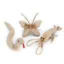 猫のネズミのおもちゃ 天然の麻材料 ネズミと魚と小鳥 フルーツいぐるみ 猫用玩具 猫遊び 噛むおもちゃ 運動不足解消 ストレス解消 (3個入,蝶+へび+ロブスター)(4)