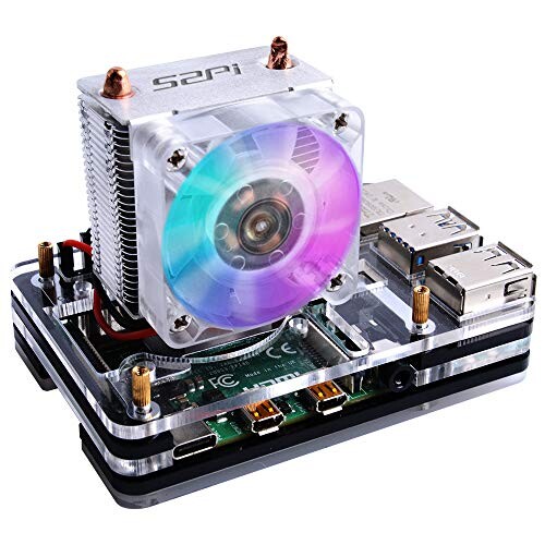 GeeekPi Raspberry Pi 4ファン、CPU冷却ファン付きRaspberry Pi 4ケース、Raspberry PiヒートシンクRaspberry PiファンRaspberry Pi 4モデルB用Raspberry Piケース