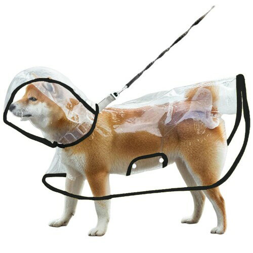 Peukialt 犬用レインコート ペットレインコート カッパ ポンチョ 帽子付 小型犬 中型犬 大型犬 耐水性 透明な合成樹脂 風よけ寒さ対策 着脱簡単 (ブラック, L)のサムネイル